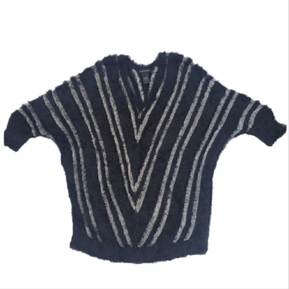 Ashley Stewart's Black Silver Metallic Eyelash Batwing Sweater Size 14/16
